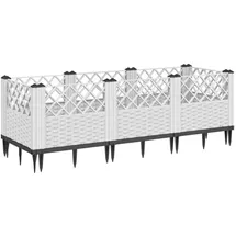 vidaXL Pflanzkasten mit Erdspießen 123,5 x 43,5 x 43,5 cm Weiß