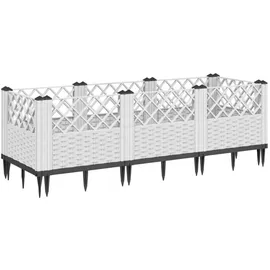 vidaXL Pflanzkasten mit Erdspießen 123,5 x 43,5 x 43,5 cm Weiß