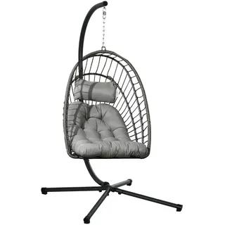Outsunny Hängesessel oval Hellgrau 1-Sitzer mit Gestell 