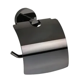 Brillantbad BEMATIT Papierrollenhalter mit Deckel Messing Metallic Grau poliert 140x155x80 mm für Bad & WC >> zum Bohren oder Kleben*