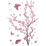 wall-art Wandtattoo »Kirschblüten mit Schmetterlingen«, selbstklebend, entfernbar, pink
