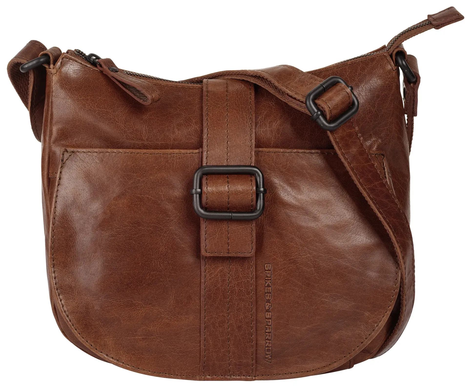 Umhängetasche SPIKES & SPARROW, Damen, Gr. B/H/T: 26cm x 23cm x 11cm onesize, cognac, Leder, leicht glänzend, unifarben, Taschen Umhängetasche, echt Leder