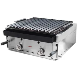 MBH - MAQUINARIA BAR HOSTELERIA MBH - Professioneller Gas Lavasteingrill 60 cm wirtschaftlich für die Gastronomie. Industrieller Barbecue-Grill für Bar, Restaurant.