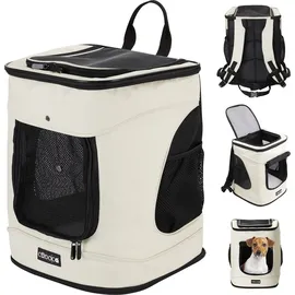 CADOCA CADOCA® Haustierrucksack bis 20 kg verstellbare Gurte faltbar Kurzleine Haustier Tragetasche Katze Hund Rucksack Beige