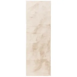 benuta basic - Kunstfell-Teppich, Beige 80x300 cm