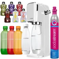 Wassersprudler SodaStream Art White + 4 Flaschen, Grün/Weiß/Orange/Rot, 1L + Bolero