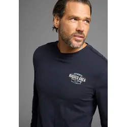 Langarmshirt, kleiner Brustprint, Gr. 5XL (72/74), marine, , 16514030-5XL