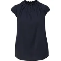 Comma, comma Satinbluse mit Raffung Navy 38