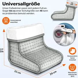 sinnlein Fußwärmer Grau mit 6 Temperaturstufen & Timer | Fußheizung elektrisch | Überhitzungsschutz & Abschaltautomatik - Grau