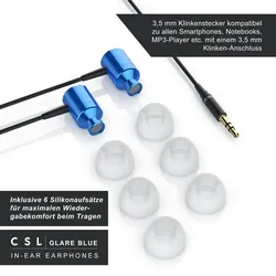 CSL High End In-Ear Kopfhörer Glare Blue Dynamischer 8mm Treiber / Noise Reduction Design