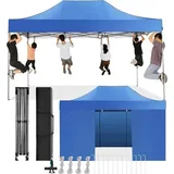 COBIZI Faltpavillon 3x3 Wasserdicht Stabil Winterfest ohne Seitenwand,Pop Up Pavillon Partyzelt,Sonnenschutz Gartenpavillon,Pavillon Faltbar mit Handtasche(3 mal 3m Schwarz)