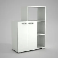moebel17, Mehrzweckschrank Küchenschrank Pars, (B/H/T) 90cm/124cm/42cm, Weiß, Eckig, 4265