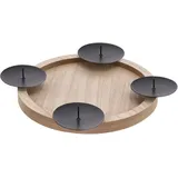 Holz Adventskranz Klein Zum Selbst Dekorieren - 28 Cm - Kerzenständer Rund Mit 4 Kerzentellern - Weihnachtskranz Dekokranz Kerzenkranz Adventsleuchter Weihnachtsdeko Herzenhalter Mit Docht