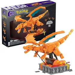 Mattel HMW05 - MEGA - Pokémon - bewegliche Glurak Figur, 1664 Teile