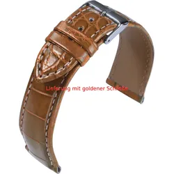 Eulit Krokodil- / Alligatorleder Louisiana Kroko 22mm" E57644622221" - natur
