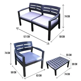 Dmora Outdoor-Lounge-Set 7-tlg. Anthrazit