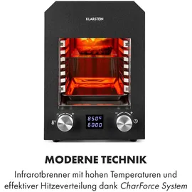 Klarstein Hannibal Hochtemperaturgrill Indoor 2.200W 850°C Edelstahl schwarz