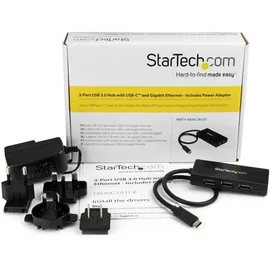 Startech 3-Port USB-C and GbE - Schwarz