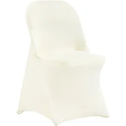VEVOR 30 Stück, Elfenbeinweiß, Stuhlhussen für Klappstühle aus Elastischem Spandex, Kurzer Stuhlbezug, Abnehmbare & Waschbare Schonbezüge, für Hochzeit, Urlaub, Bankett, Party, Feier