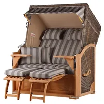 bene living bene,iving Strandkorb Komplettset Schaalsee Teak PE grau Modell 537