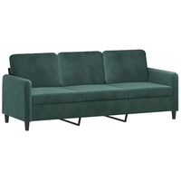vidaXL Sofa 3-Sitzer, Loungesofa Couch mit Armlehnen Rückenkissen, Wohnzimmersofa Designsofa Metallgestell, Sitzmöbel Dreisitzer, Dunkelgrün Samt