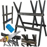 Modo24 Sägebock klappbar aus Holz, Holzbock zum Holzsägen, Stabiler Klappbock, Sägehilfe Balken, Äste, Massivholz Holzgestell zum Brennholz Schneiden beige|grau