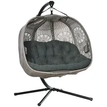 Outsunny Hängesessel oval Sand / Schwarz  2-Sitzer mit Gestell 