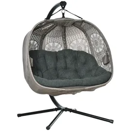 Outsunny Hängesessel oval Sand / Schwarz  2-Sitzer mit Gestell 