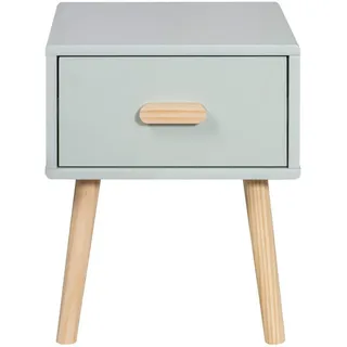 Mobili Rebecca Nachttisch, Picea 44x35x35 Mdf Kiefer Aquagrün Braun Skandinavisch Teilweise Montiert