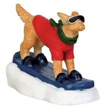 Lemax Snowboarding Dog Figur Weihnachtsdorf