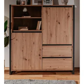 furn.design Highboard 120 x 140 cm Eiche Artisan / Anthrazit