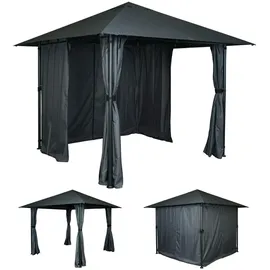 MCW Pergola MCW-J63, Garten Pavillon, Terrassenüberdachung mit Seitenwand 3x3m - Anthrazit,