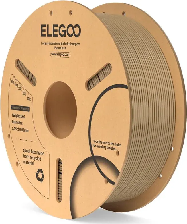 Elegoo PLA-Filament, 1 kg, Papierspule, Holzfarbe