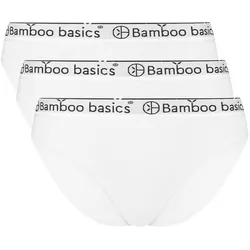 Bamboo basics Damen Slips YARA, 3er Pack - Logo-Bund, atmungsaktiv, Single Jersey Weiß L