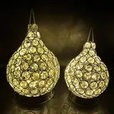 online fuchs 2er Set magische Tropfen mit Glaskristallen und LED-Lichterkette inklusive 6-Stunden Timerfunktion - Stimmungslichter, ganzjährige Deko (Silber)