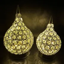 online fuchs 2er Set magische Tropfen mit Glaskristallen und LED-Lichterkette inklusive 6-Stunden Timerfunktion - Stimmungslichter, ganzjährige Deko (Silber)