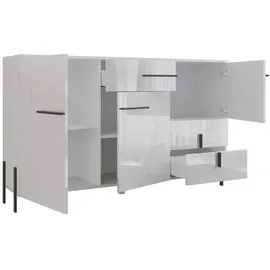 Feldmann-Wohnen Kombikommode Vigo 150 x 91 x 40 cm Weiß / Schwarz