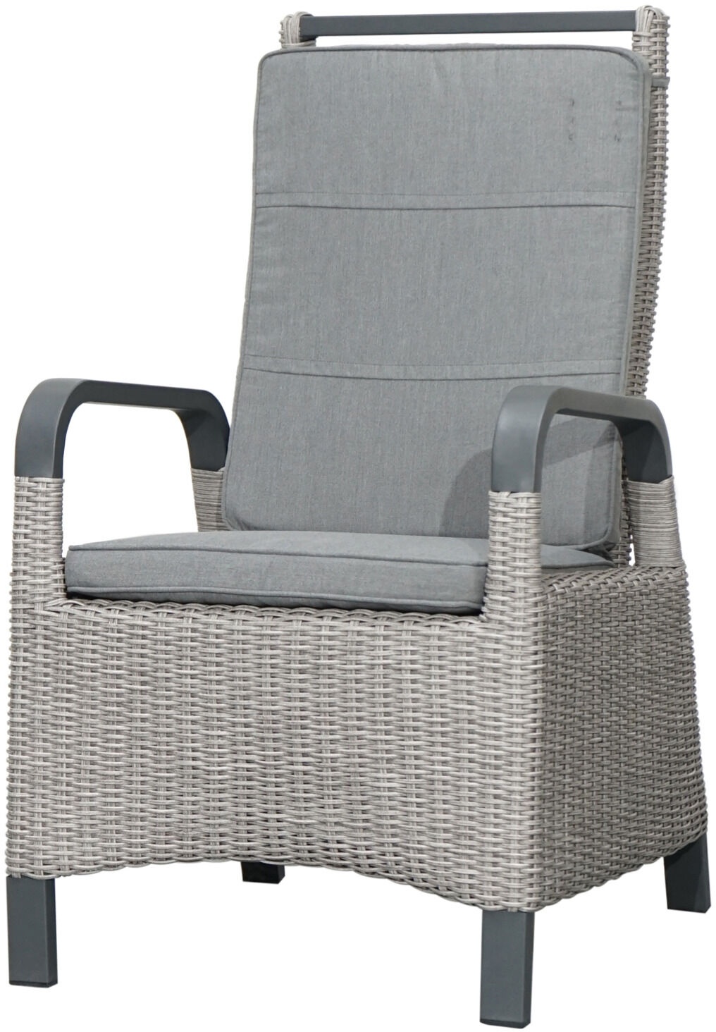 Ploß Caldero Design-Diningsessel, Grau, Aluminium/Polyrattan, 76x60x106 cm, mit Sitz- und Rückenpolster, Witterungsbeständig