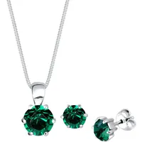 Elli Schmuckset Damen Basic Edel Elegant mit Kristalle Grün in 925 Sterling Silber