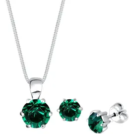 Elli Schmuckset Damen Basic Edel Elegant mit Kristalle Grün in 925 Sterling Silber