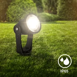 Briloner Connect to Shine 3er Set LED Strahler mit Erdspieß, Erweiterungsset, IP65 warmweißes Licht, Schwarz 5 cm