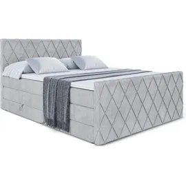altdecor Boxspringbett mit Matratze und Lattenrost - LEPARO -Z KING - 160x200 cm - Grau Monolith - Topper, Fußteil, Polsterbett mit Bettkasten, Be... - Hellgrau