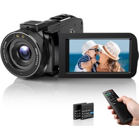 DPFIHRGO Videokamera Camcorder Full HD 1080P YouTube Camcorder 30FPS IR Nachtsicht Videokamera 3,0'' Drehbarer Bildschirm Vlogging Kamera 16X Zoom Digitalkamera mit Fernbedienung und 2 Batterien