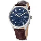 EICHMÜLLER Automatikuhr RE7011 Blau, Lederband Braun, 41 mm,