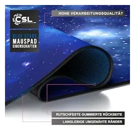 CSL Gaming Mauspad, XXL Schreibtischunterlage 900 x 400mm, Präzision & Geschwindigkeit, Blaue Sterne