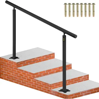 Vevor Treppengeländer ohne Querstreben 152,8x91cm Handlauf Max. Höhe für Stufen Geländer aus Aluminium 70kg Tragfähigkeit Schwarz Ideal für Treppe mit 0-5 Stufen Veranden Gärten Hotels Garagen