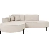 WFL GROUP Ecksofa, Hana Loft 3-Sitzer links Cordstoff Chenille, Creme, 241/80/168 cm,