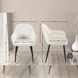 CLP 2er Set Esszimmerstühle Boise Mit Stoffbezug I Polsterstühle Mit Robustem Metallgestell & Bodenschonern