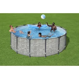 BESTWAY Steel Pro Max Frame Pool Set 427 x 122 cm steinwandoptik inkl. Filterpumpe