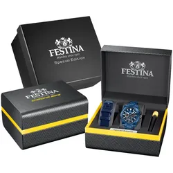 Chronograph FESTINA "Chrono Bike 2025 Special Edition", blau, Armbanduhren, Herren, Quarzuhr, Armbanduhr, Herrenuhr, Edelstahlarmband